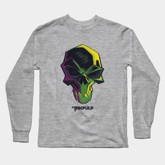 Psychedelic Inkpulp Skull 2 Long Sleeve T-Shirt by INKPULP